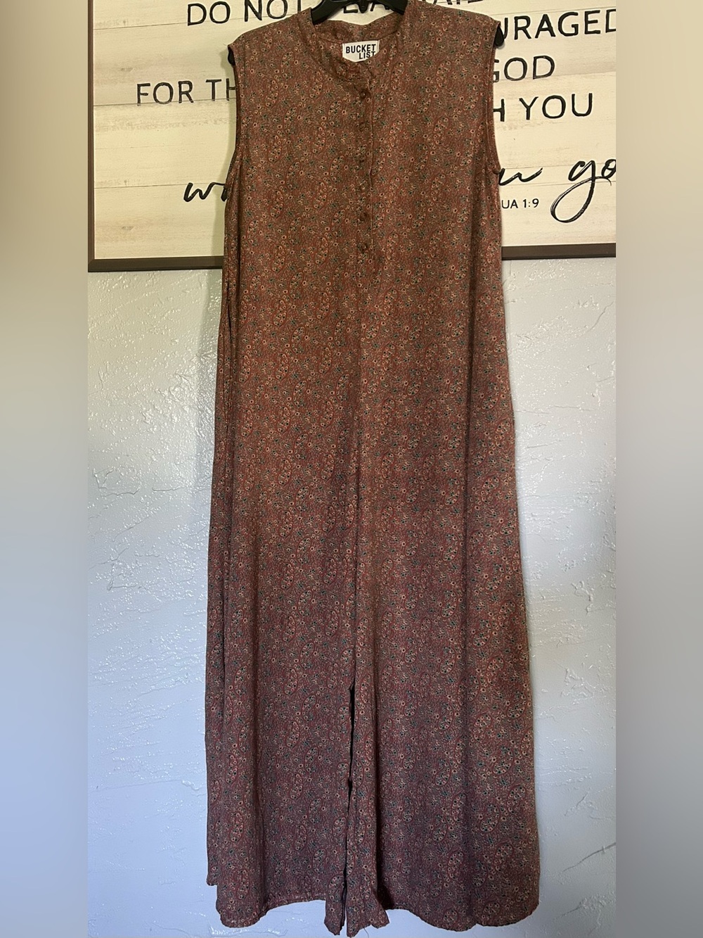 BUCKETLIST Sleeveless Maxi Jumpsuit in Rust Floral